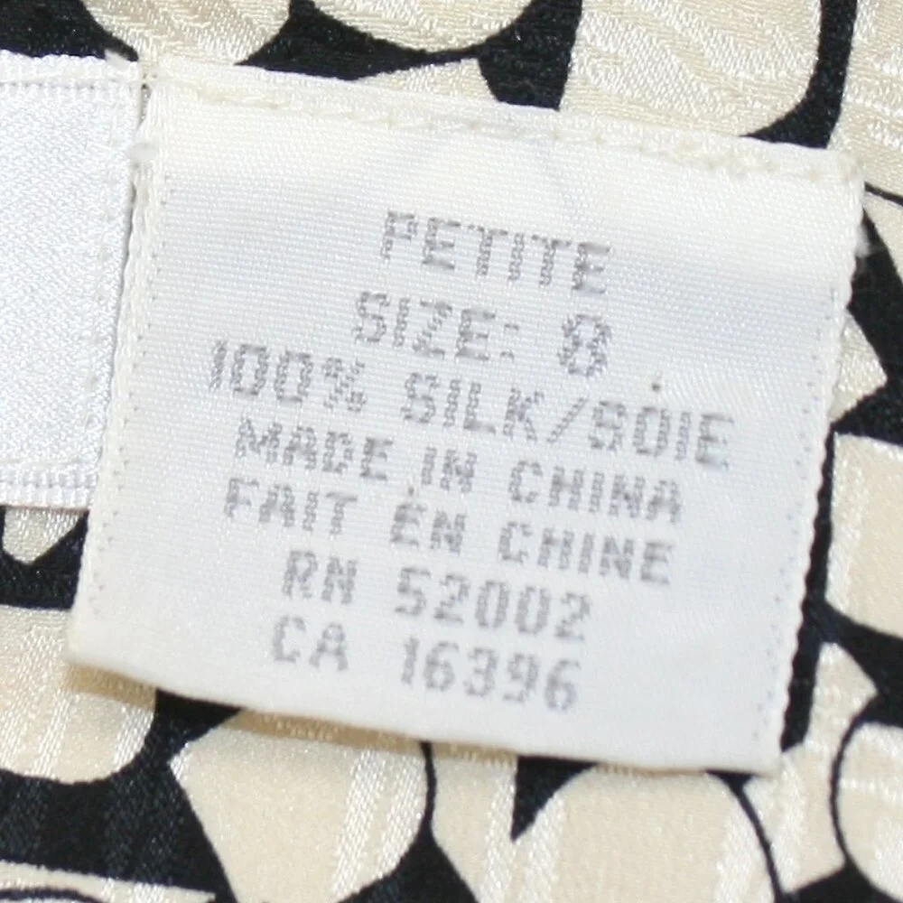 VINTAGE LIZ CLAIBORNE Silk Blazer Jacket Oversized Geometric Abstract Black 8 - Picture 8 of 16